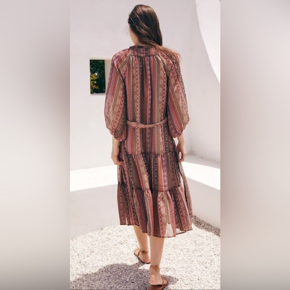 NWT Anthropologie Sarah Hann Tiered Ruffle Maxi Tassel Dress - Picture 4 of 8